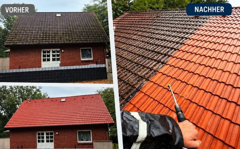 Dachreinigung Ratingen – Vorher und Nachher