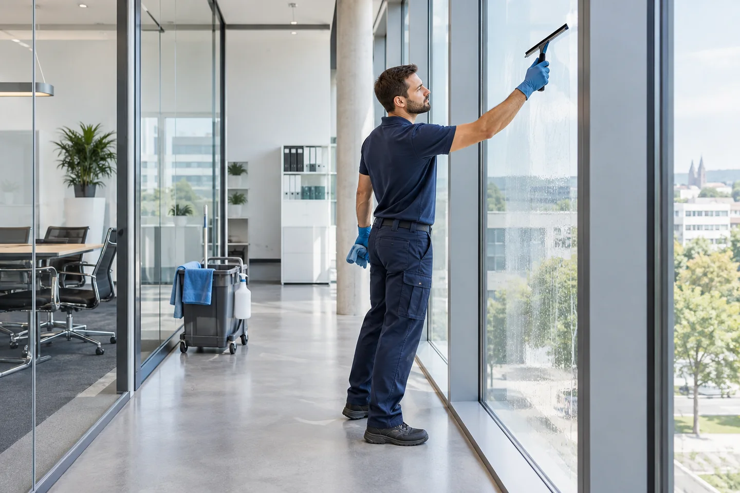 Glasreinigung im Büro