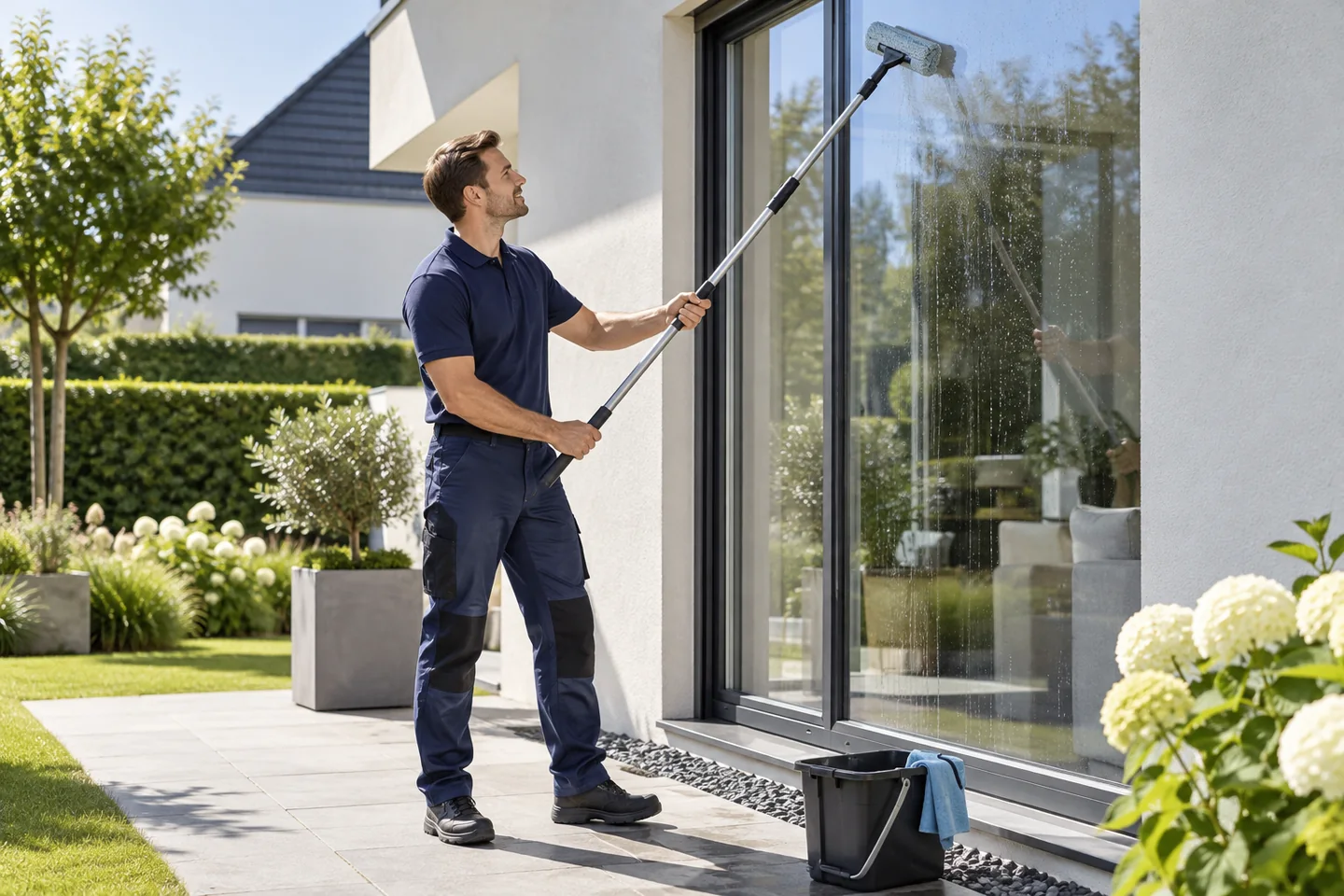 Fensterreinigung am Privathaus