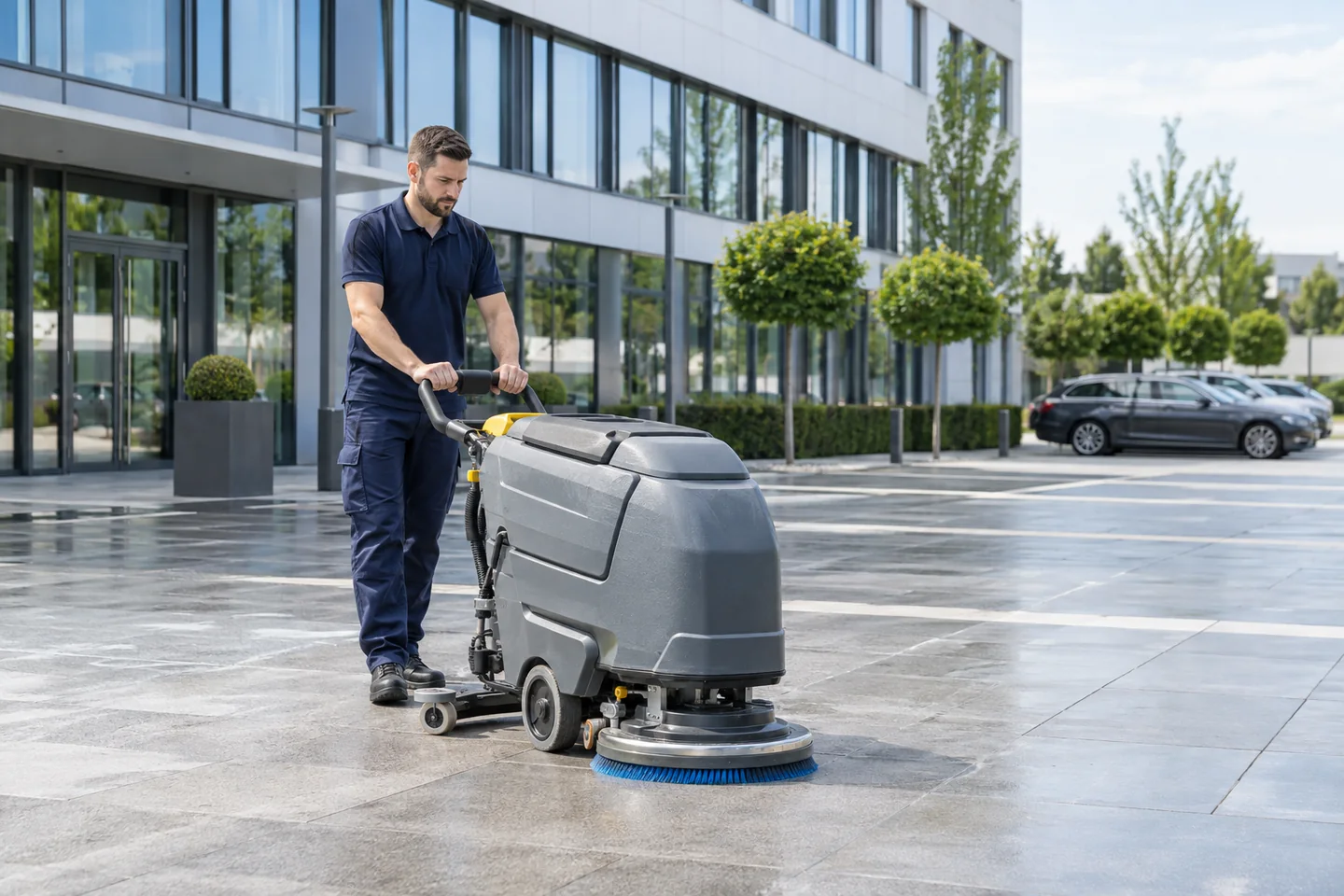Reinigung einer Gewerbefläche